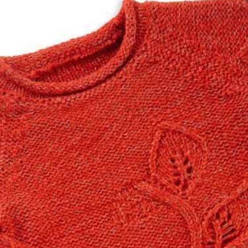 NEW PEEK Kid Wren Metallic Threaded Knit Crochet Leaf Vine Sweater Dress - Picture 4 of 4